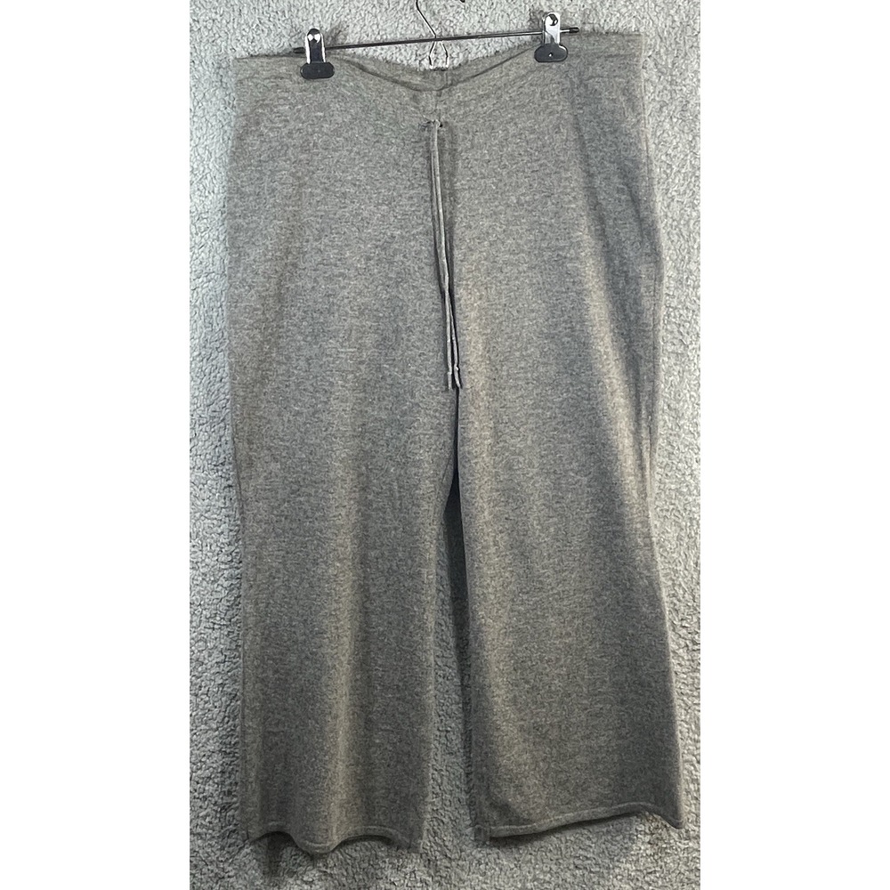 Lou & Grey Women's L Gray Cashmere Wide Leg Drawstring Lounge Pants